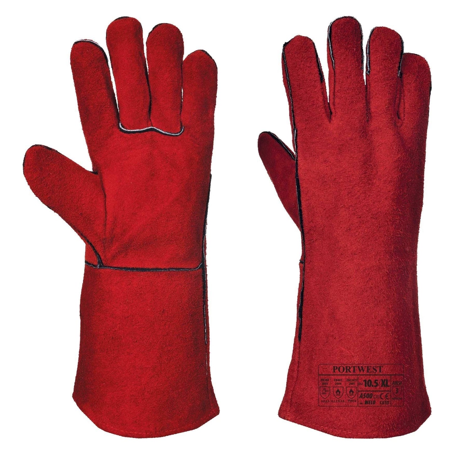 Red Leather Gloves - Portwest - Durable Protection
