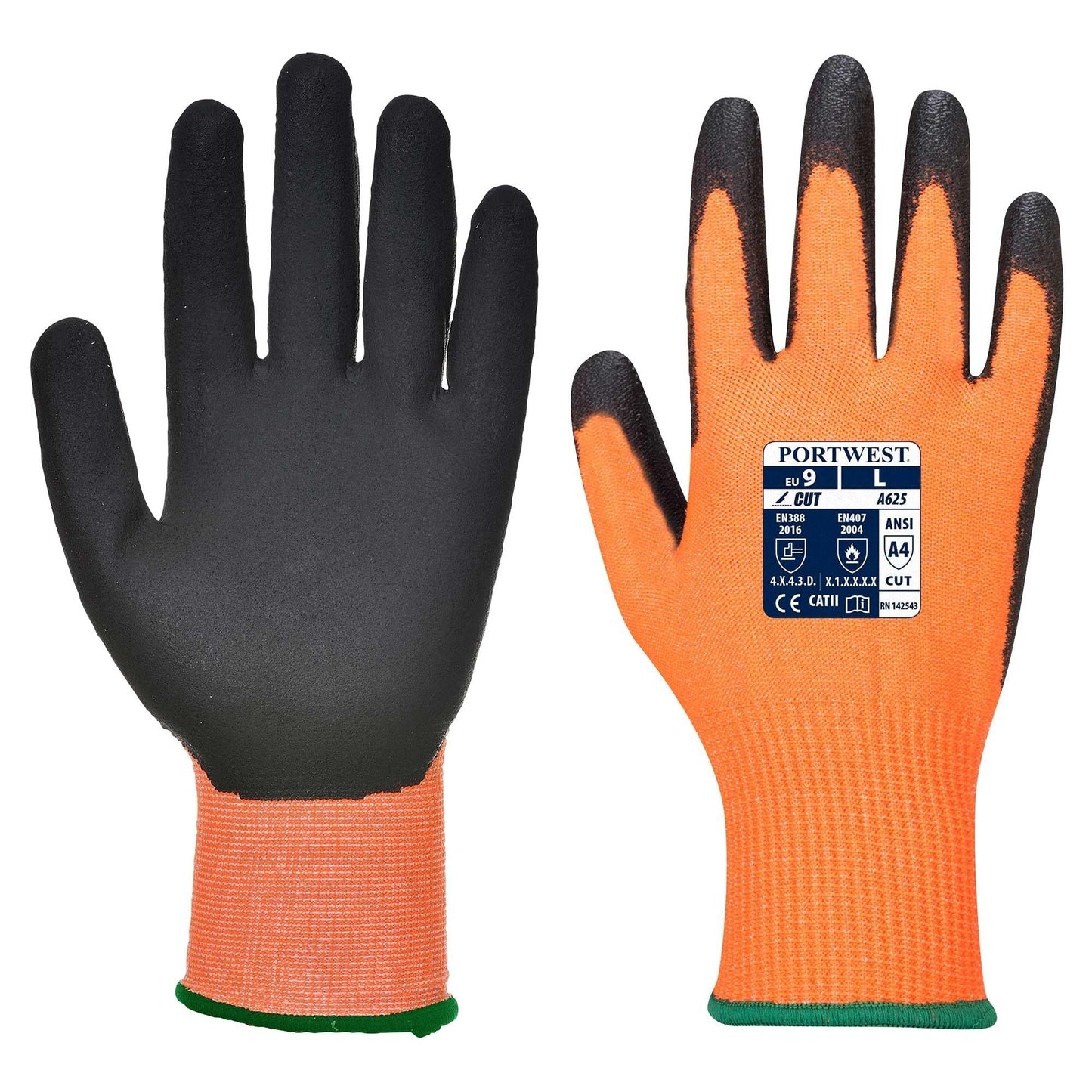 Orange/Black String Knit Gloves - Portwest - Cut Resistant