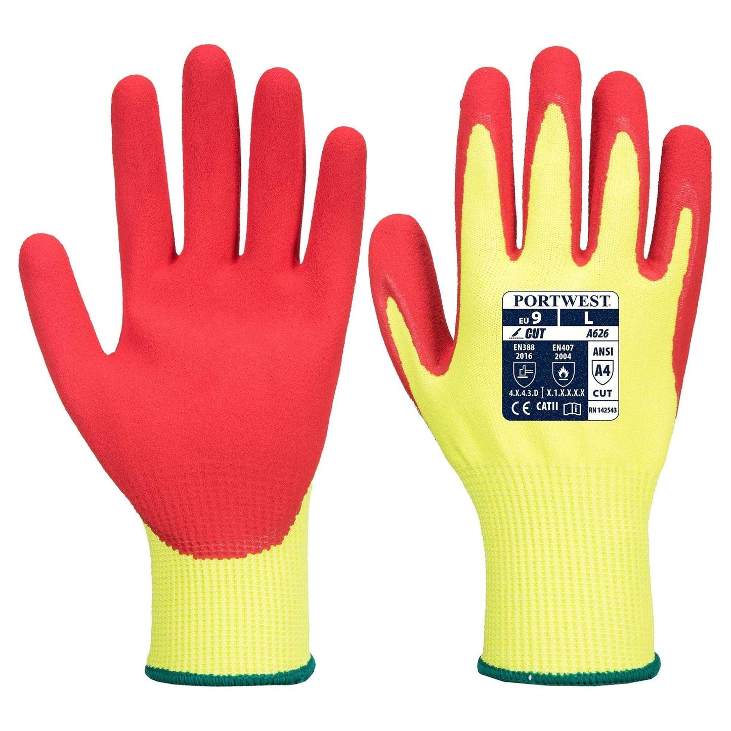 Yellow String Knit Gloves - Portwest - High Visibility