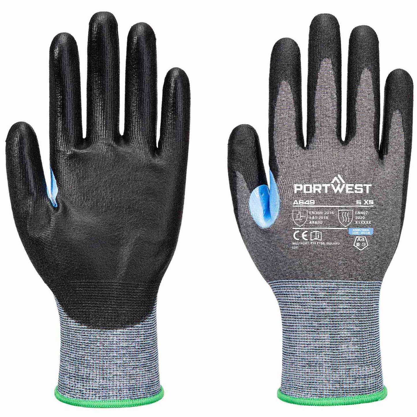 Gray/Black Durable String Knit Gloves - Portwest - A4 Cut