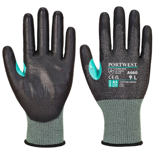 Gray/Black Knit Gloves - Portwest - Cut Resistant