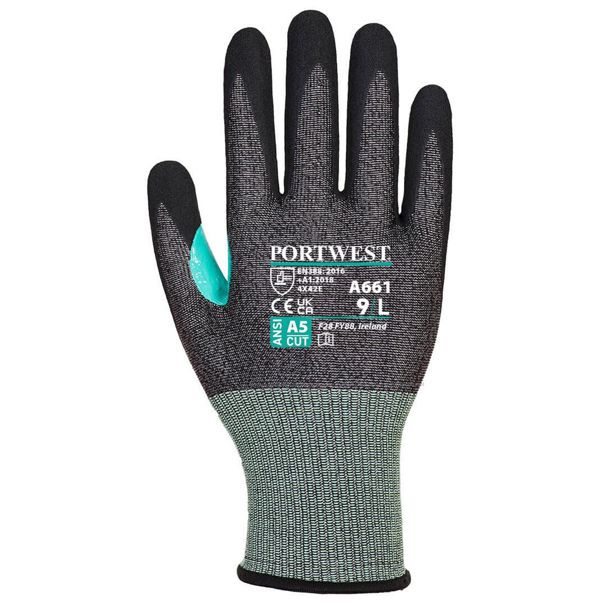 Black String Knit Gloves - Portwest - Cut Resistant