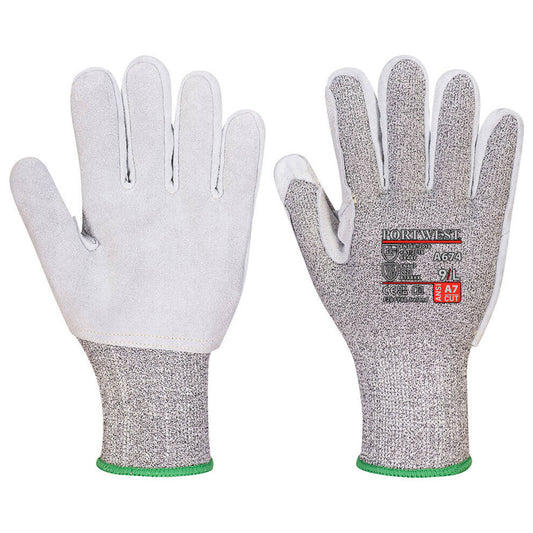 Black Leather Gloves - Portwest - Cut Resistant Quality
