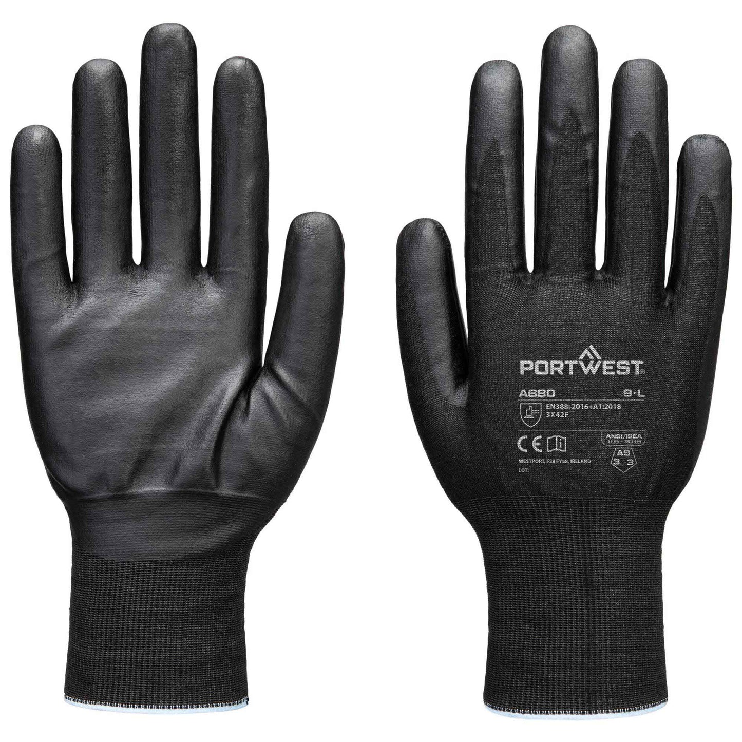 Black String Knit Gloves - Portwest - Nitrile Coated