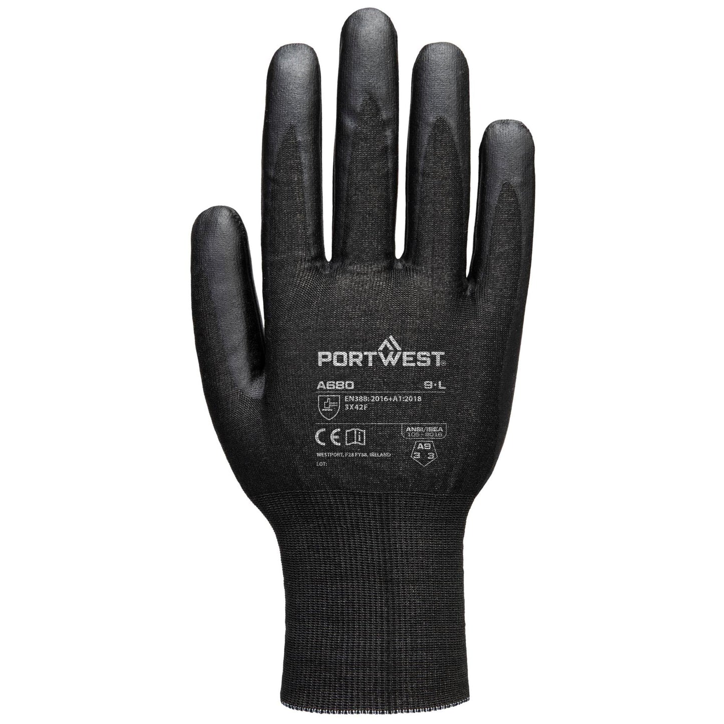 Black String Knit Gloves - Portwest - Nitrile Coated