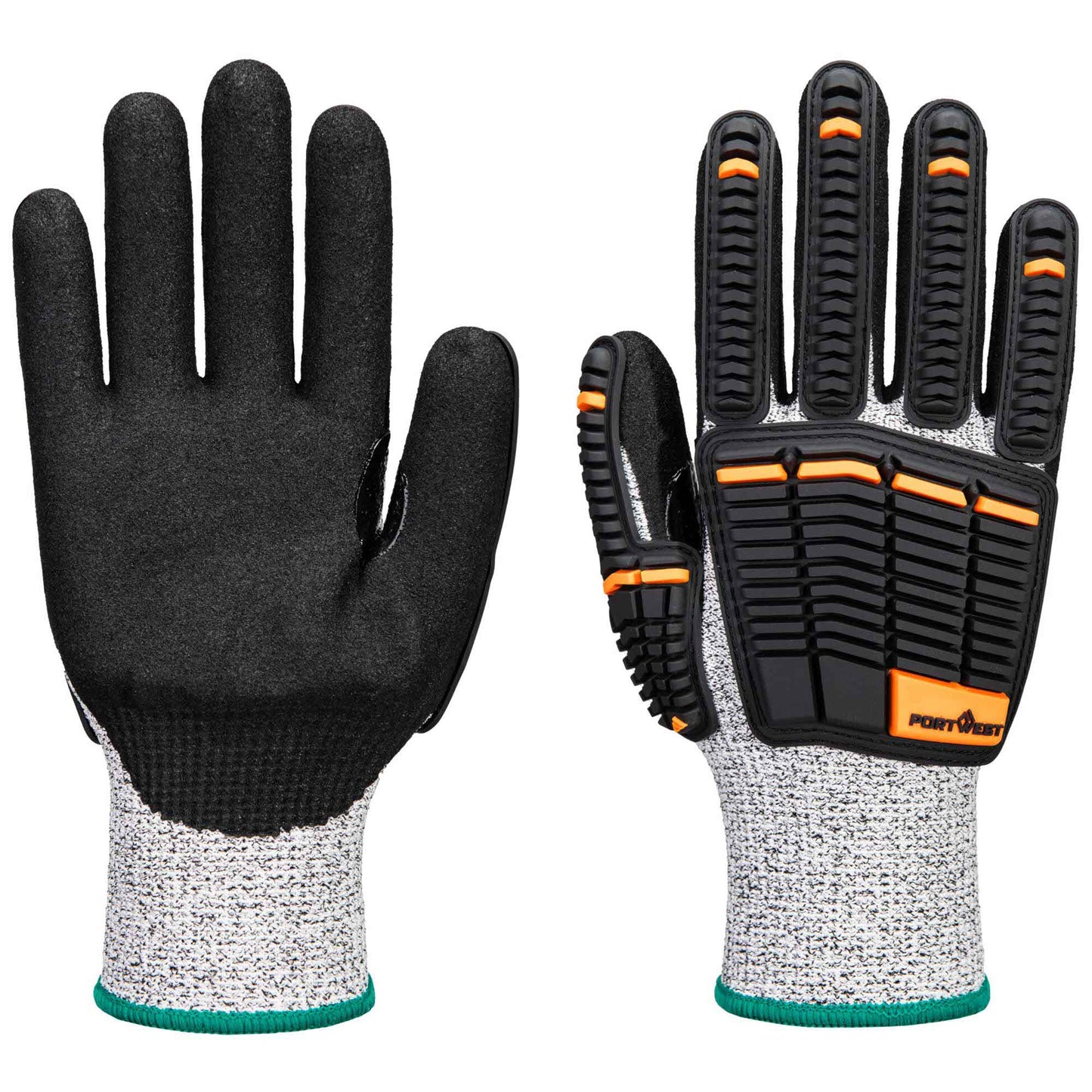 Gray/Black String Knit Gloves - Portwest - Nitrile Foam