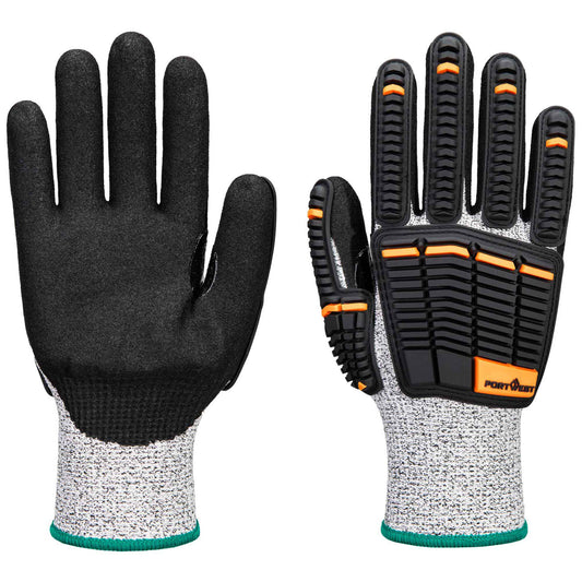 Gray/Black String Knit Gloves - Portwest - Nitrile Foam