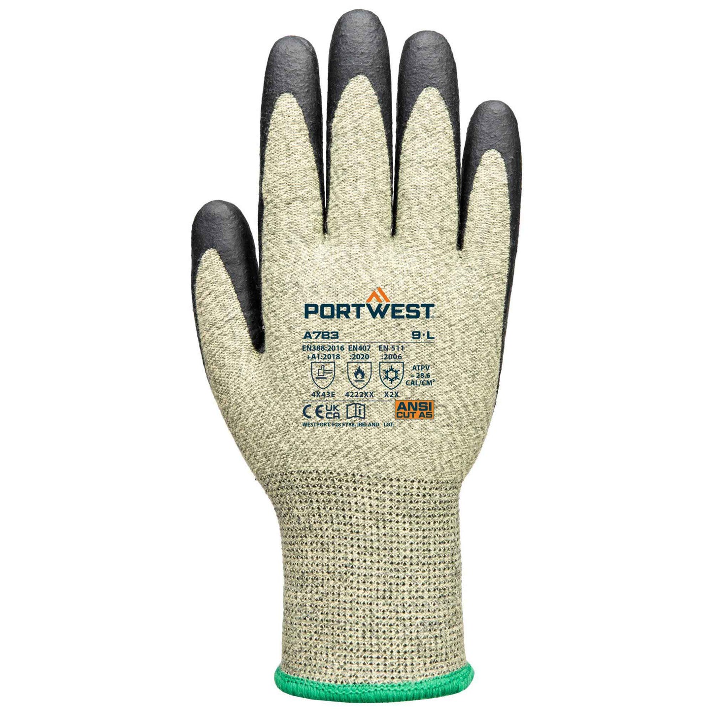 Green/Black String Knit Gloves - Portwest - Safe Grip