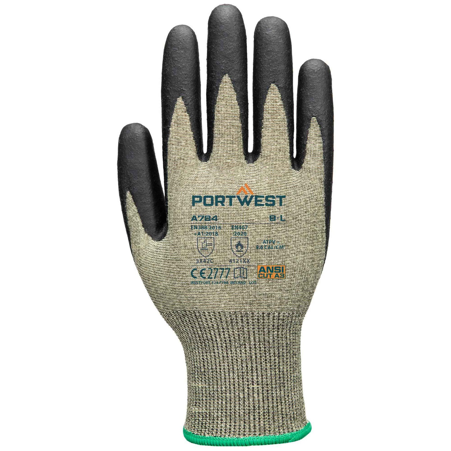 Green/Black String Knit Gloves - Portwest - Flame Resistant