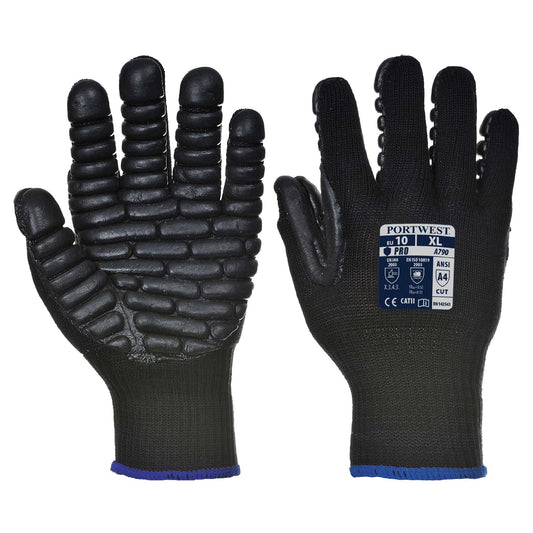 Black String Knit Gloves - Portwest - Anti-Vibration