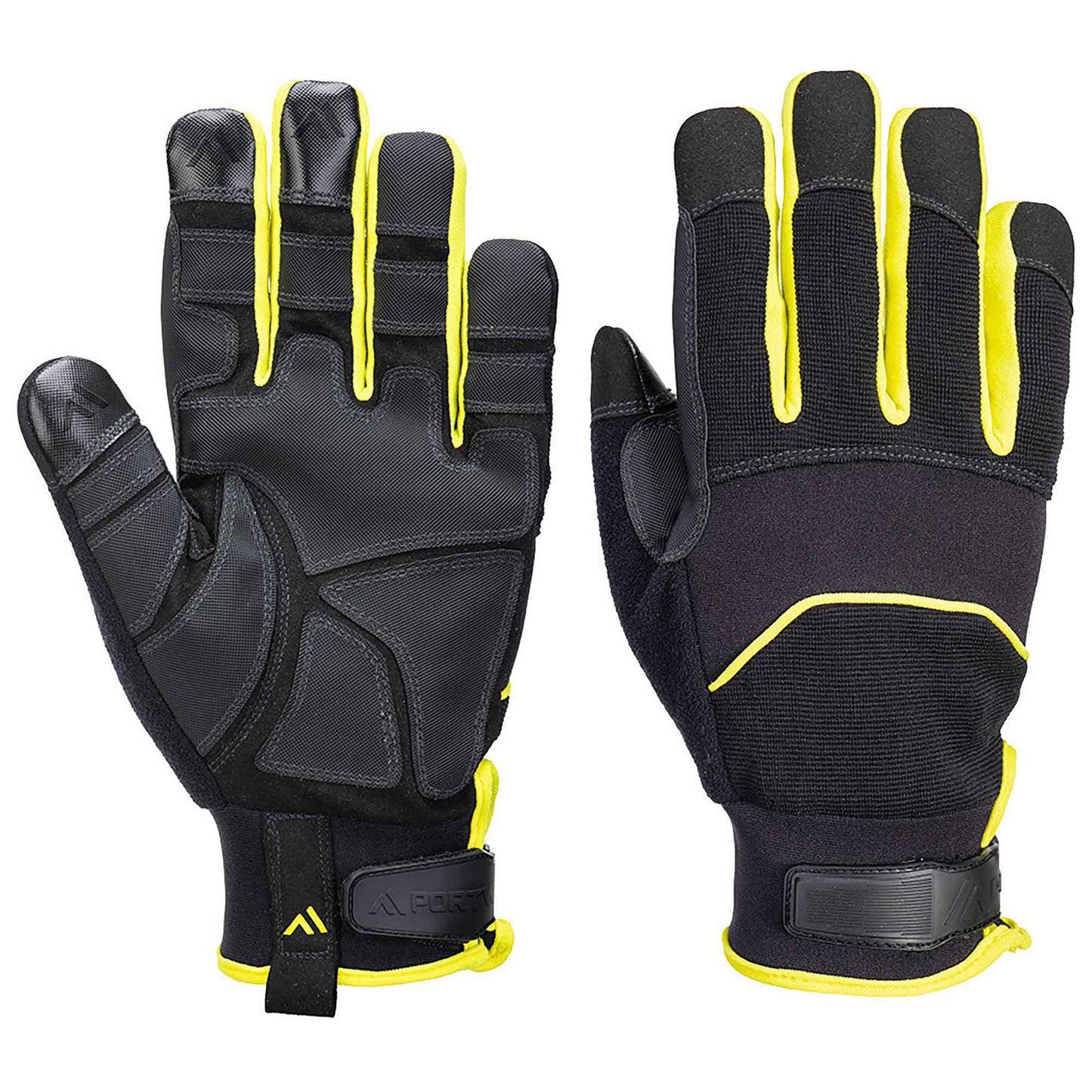 Black/Yellow String Knit Gloves - Portwest - Needle Resistant