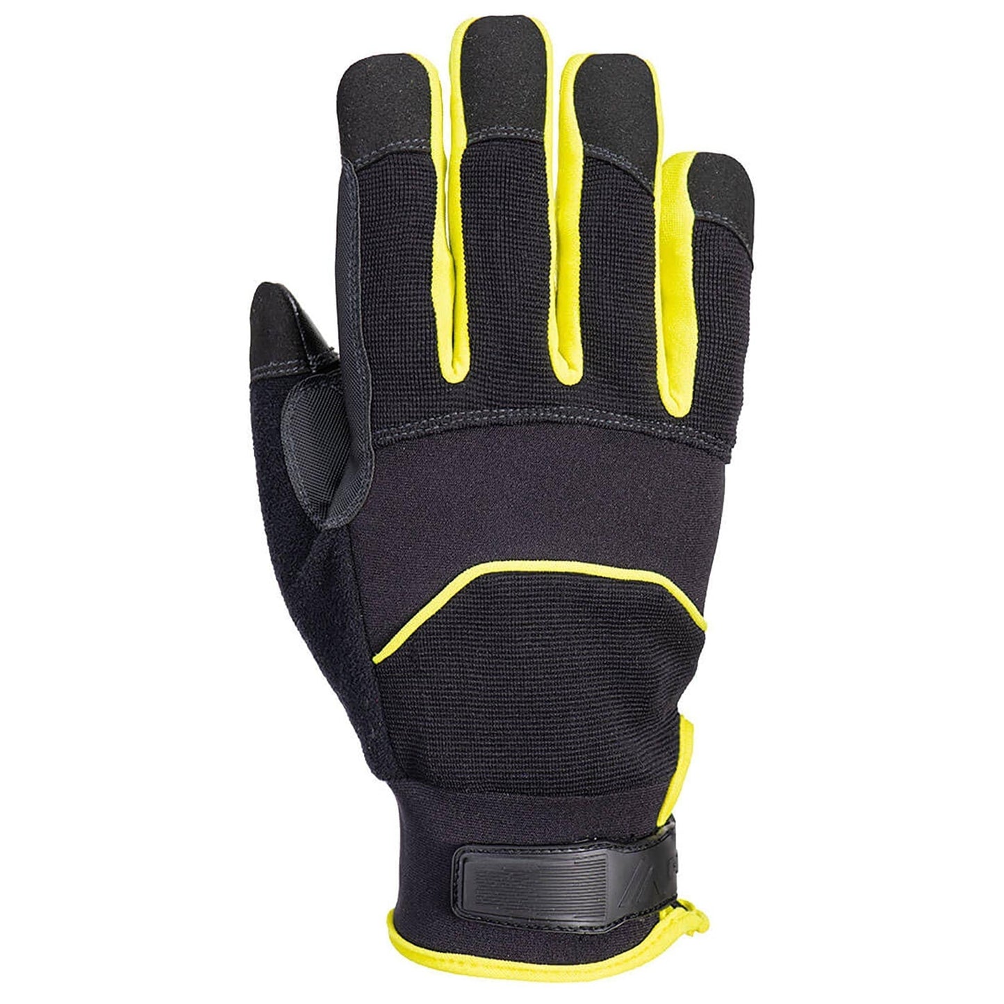 Black/Yellow String Knit Gloves - Portwest - Needle Resistant