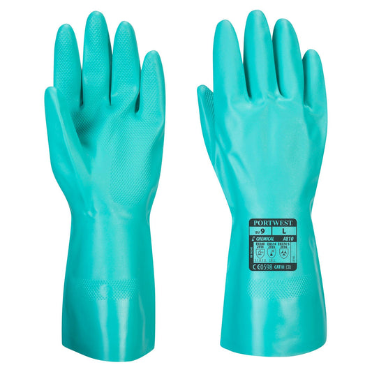 Green Rubber Gloves - Portwest - Liquid Resistant