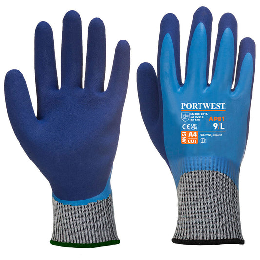 Blue String Knit Gloves - Portwest - Liquid Protection
