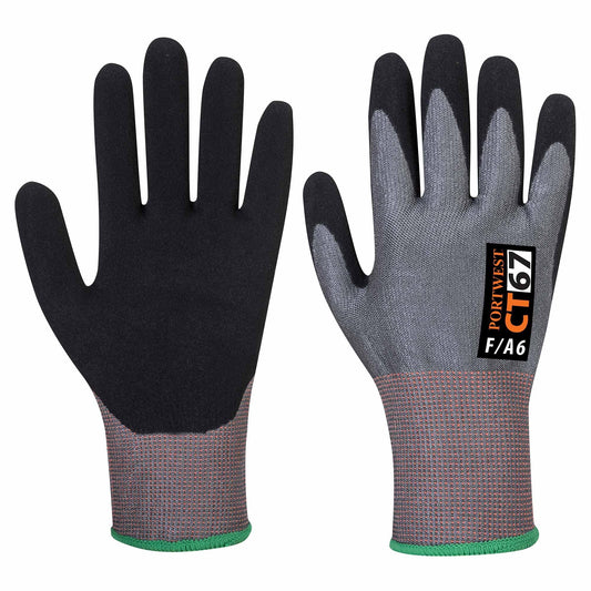 Gray String Knit Gloves - Portwest - Nitrile Foam