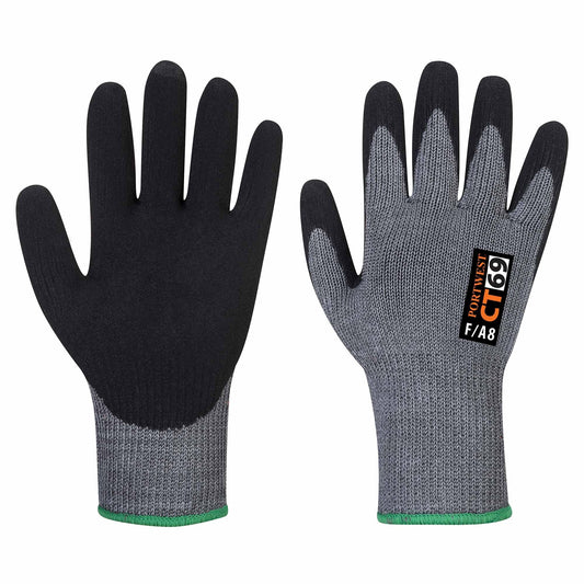 Gray String Knit Gloves - Portwest - Nitrile Foam