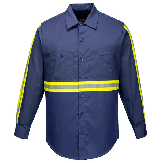 Blue Safety Shirts - Portwest - Reflective Long Sleeve Design