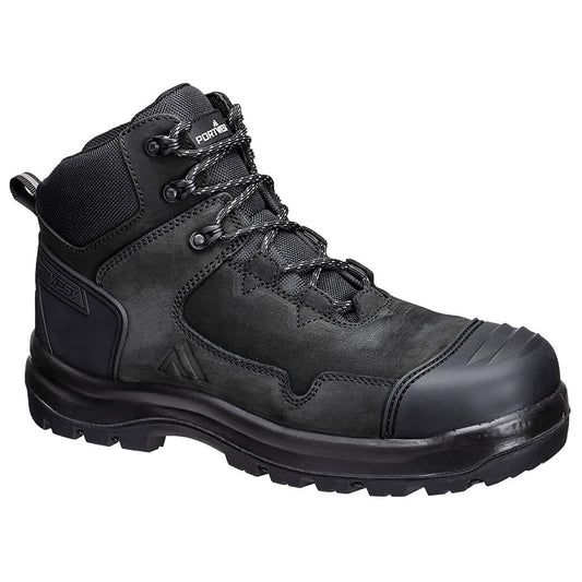 Black Work Boots - Portwest - Nubuck Leather, Slip Resistant