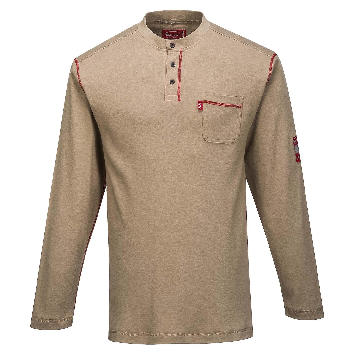 Grey Flame-Resistant Henley Shirt - Portwest - Durable