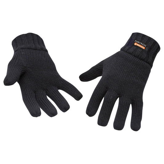 Black Cozy Knit Gloves - Portwest - Warm Insulatex Lined