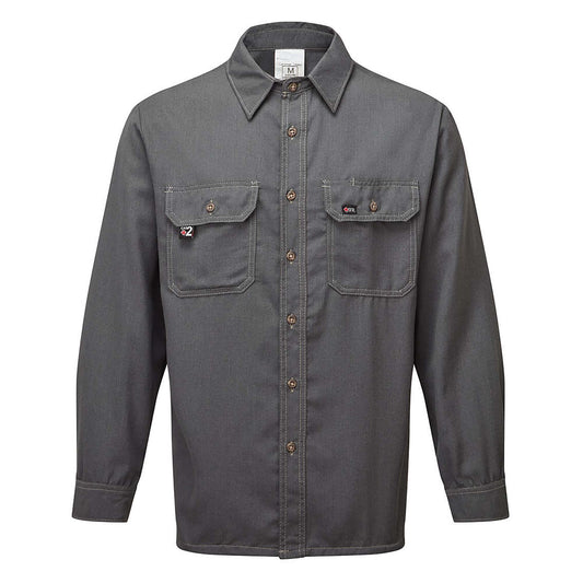Gray Button Up Shirt - Portwest - Flame Resistant