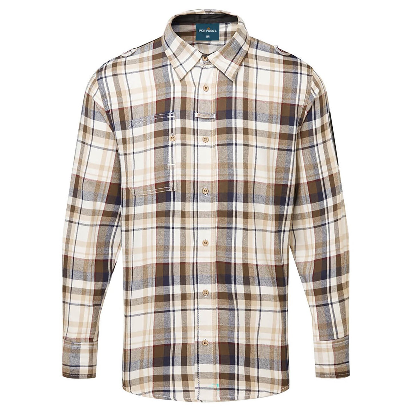 Brown Button Up Shirts - Portwest - Durable Cotton Fabric