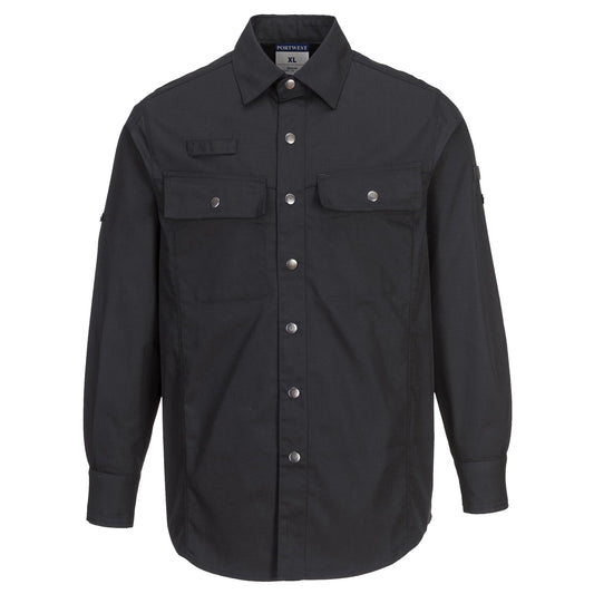Black Button Up Shirts - Portwest - Durable Ripstop