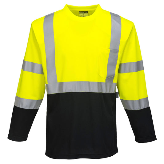 Yellow/Black Safety Shirt - Portwest - Long Sleeve Design