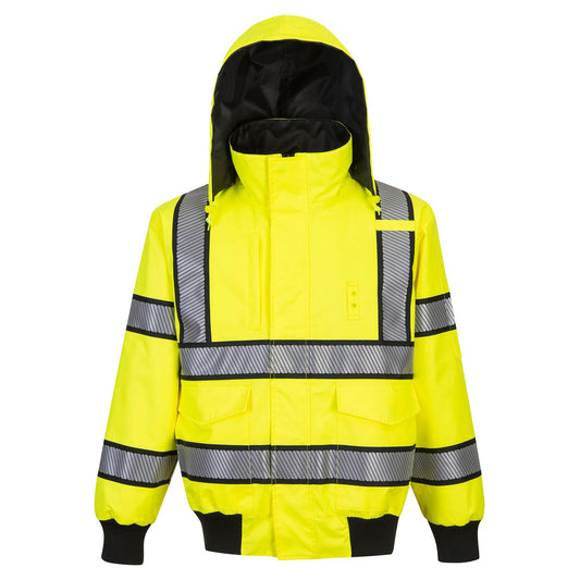 Yellow/Black Safety Jackets - Portwest - Reversible Bomber