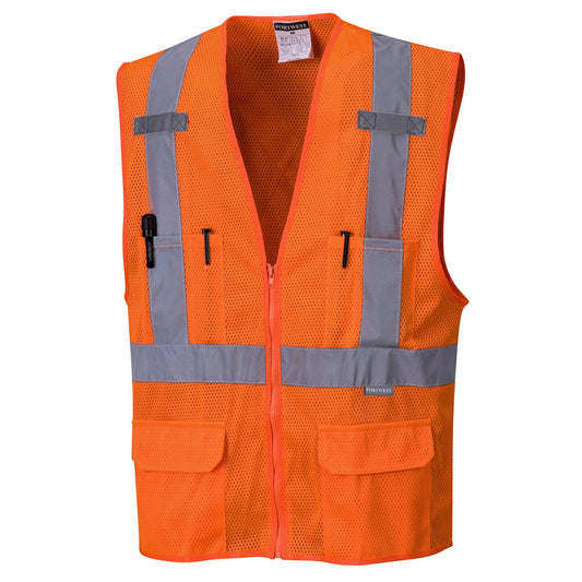 Orange Safety Vest - Portwest - Hi-Vis Mesh Fabric