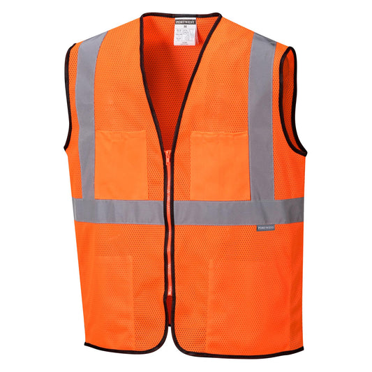 Orange Safety Vests - Portwest - Lightweight Mesh Design