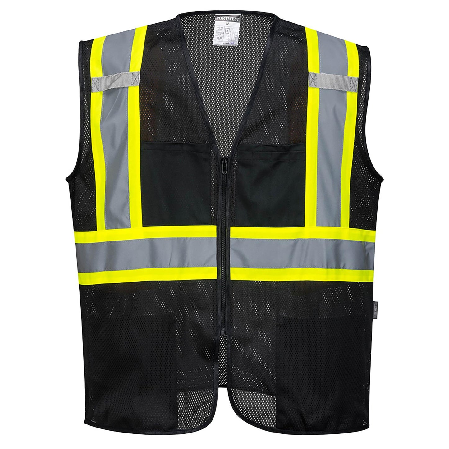Black Safety Vest - Portwest - High Visibility Mesh