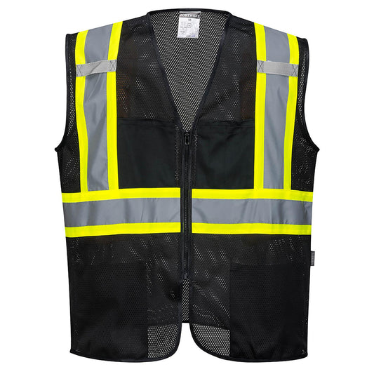 Black Safety Vest - Portwest - High Visibility Mesh