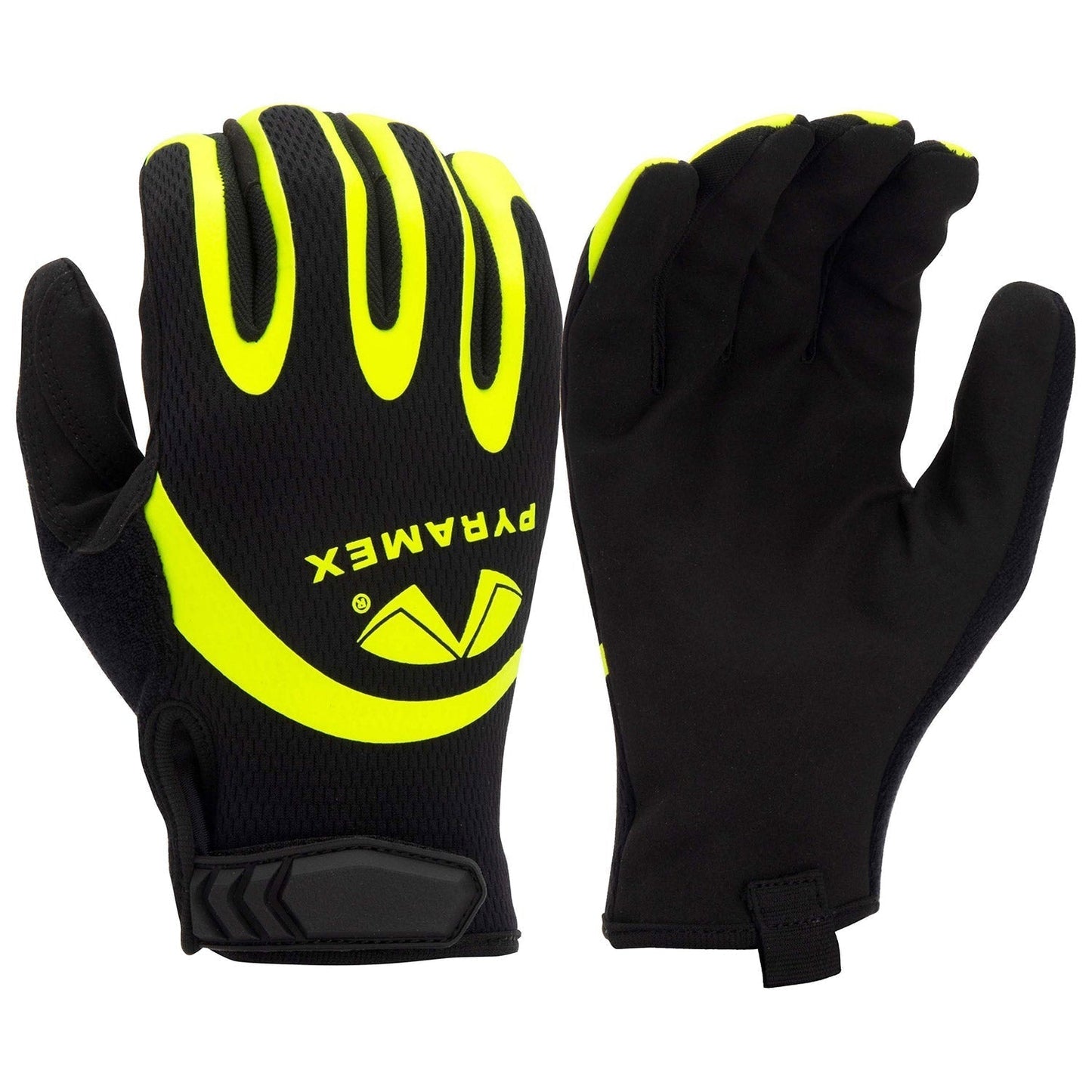 Black/Yellow Performance Gloves - Pyramex - Synthetic Leather