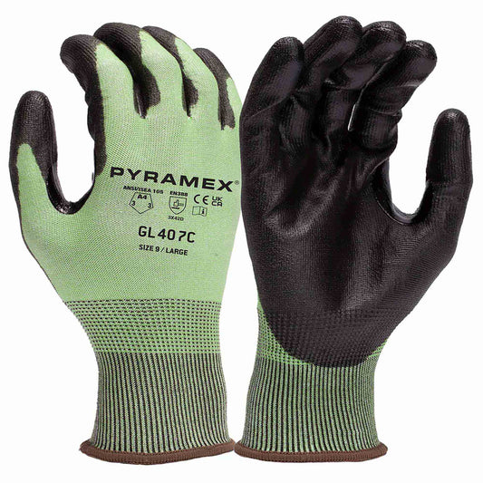 Green String Knit Gloves - Pyramex - PU Dipped