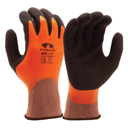 Orange/Black Knit Gloves - Pyramex - Latex Dipped