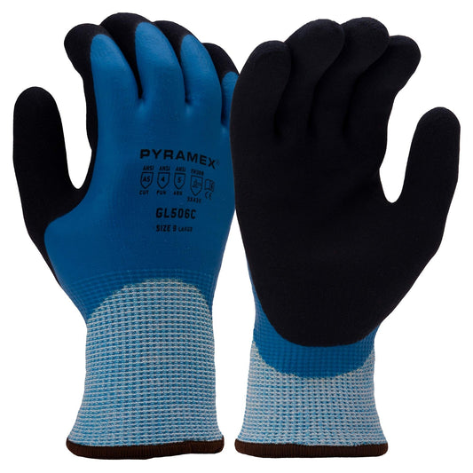Blue Insulated Gloves - Pyramex - Sandy Latex Dipped