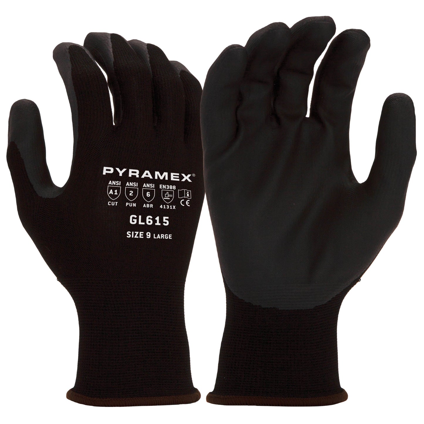 Black String Knit Gloves - Pyramex - Nitrile Grip