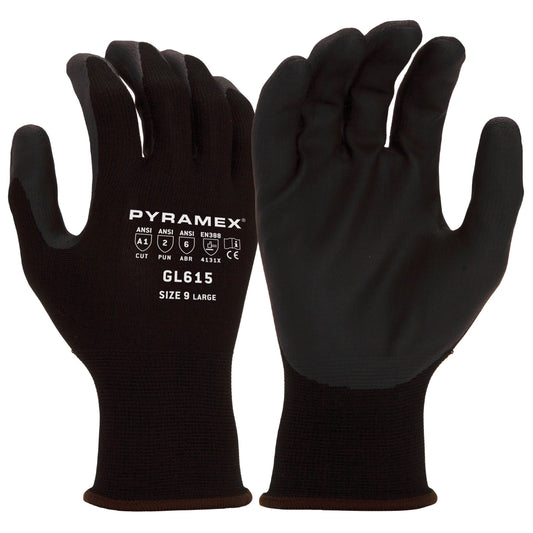 Black String Knit Gloves - Pyramex - Nitrile Grip