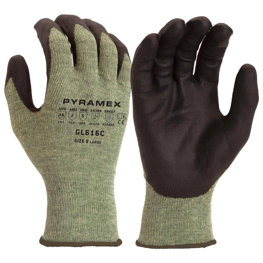 Brown/Gray String Knit Gloves - Pyramex - Nitrile Coated