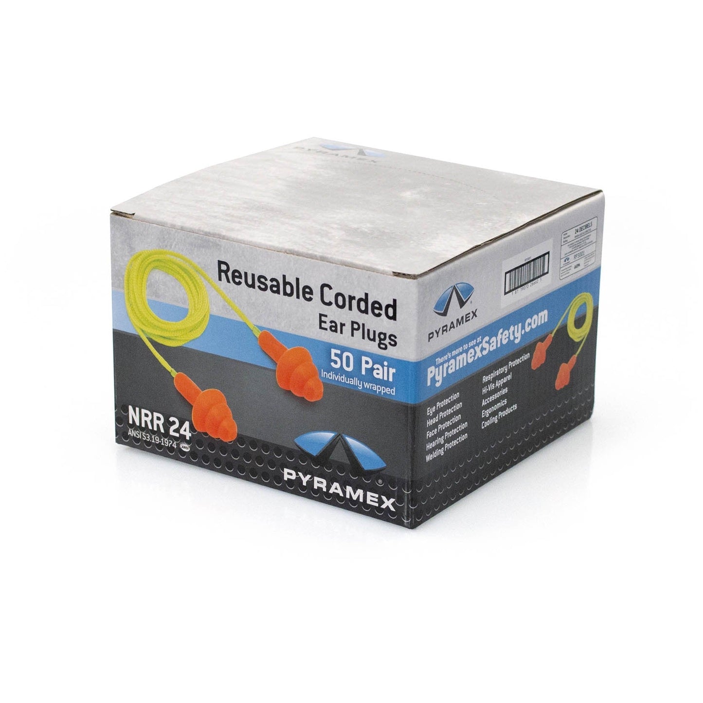 24 NRR Ear Plugs - Pyramex - Reusable Tpr Rubber