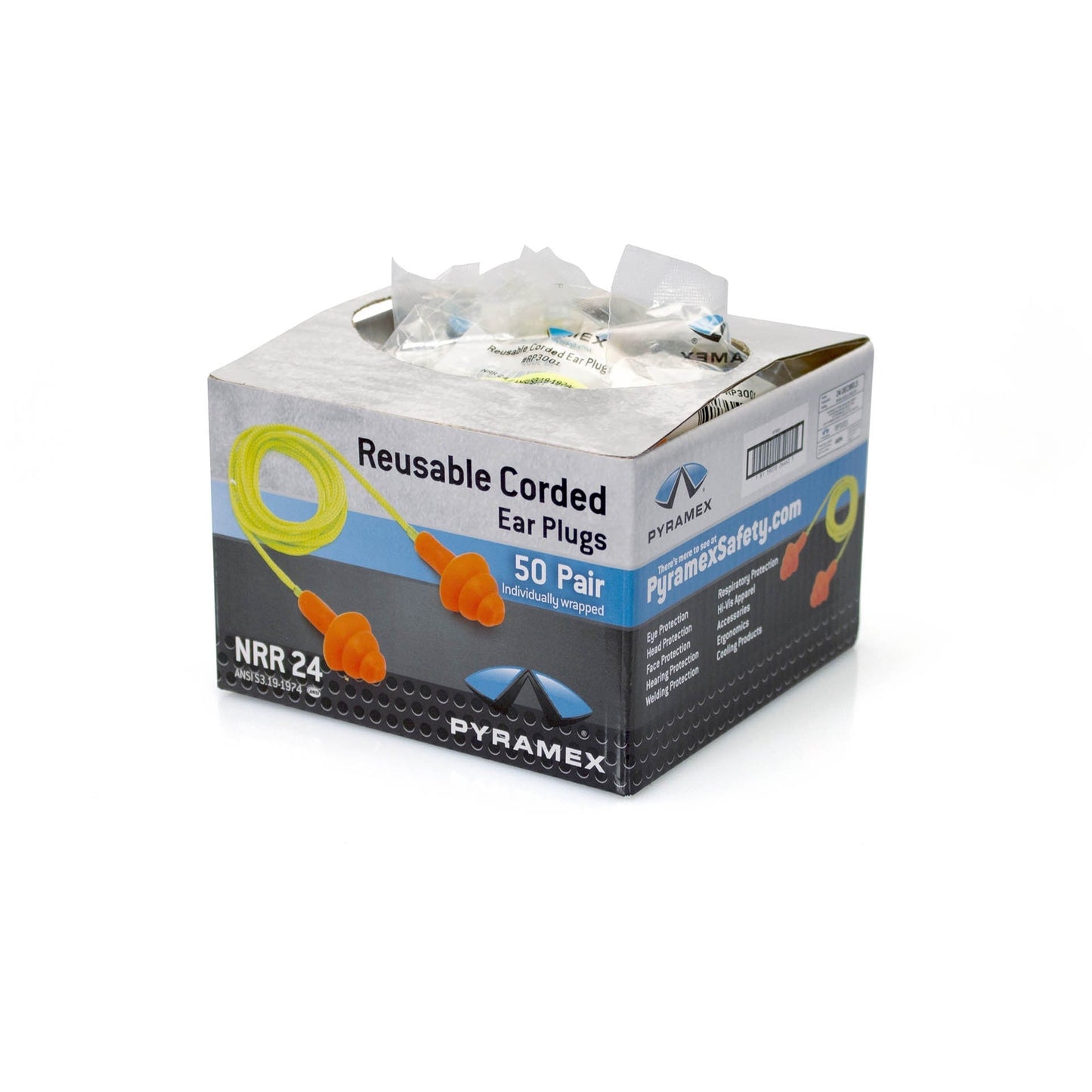24 NRR Ear Plugs - Pyramex - Reusable Tpr Rubber