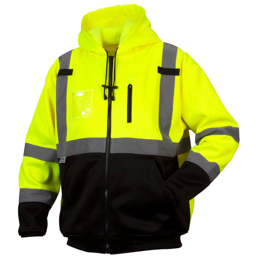 Yellow/Lime Safety Sweatshirt - Pyramex - Zipper Closure