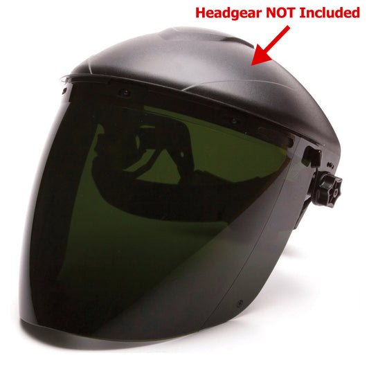 IR5 Green Face Shields - Pyramex - Tapered Polycarbonate