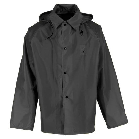 Black Rain Jacket - Neese - Attached Hood Design