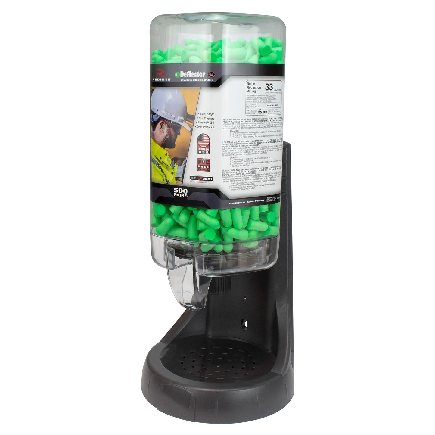 Holds 500 Pairs Ear Plug Dispensers - Radians - Refillable