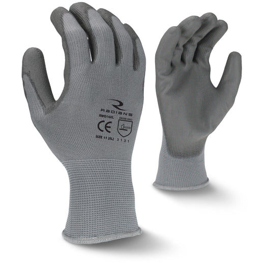 Gray String Knit Gloves | Radians | Rwg14 Pu Palm Coated Work