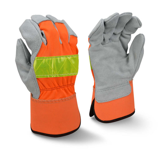 Gray/Orange Leather Gloves - Radians - Hi-Viz Safety