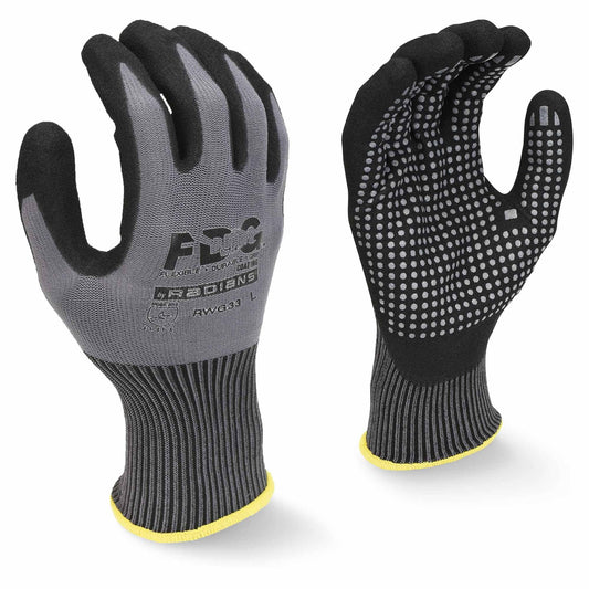 Gray String Knit Gloves - Radians - Durable Nitrile Dots