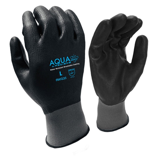 Gray String Knit Gloves - Radians - Water Resistant Grip